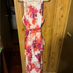 Tahari Pink and Purple High Low Dress